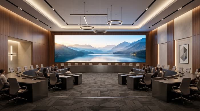 LED display wall in a large conference room