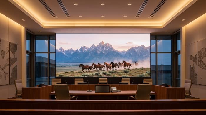 Mountain scenery on an indoor LED wall