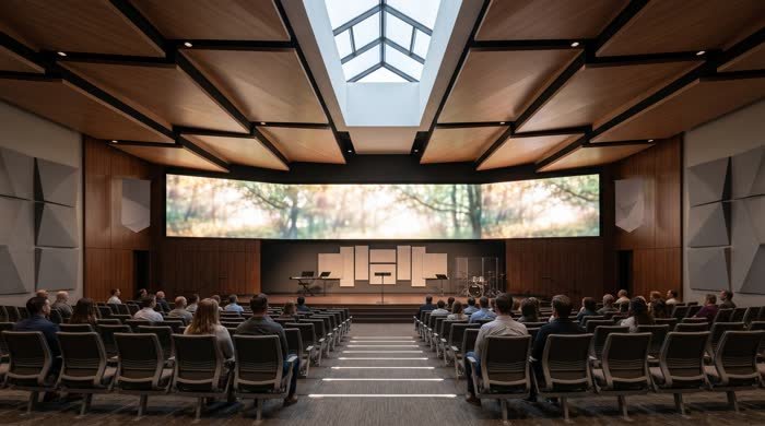 LED wall installation in a community worship space
