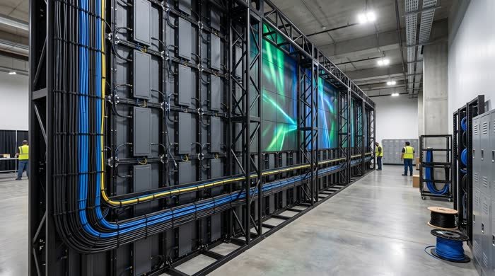 Structural framing behind an LED display