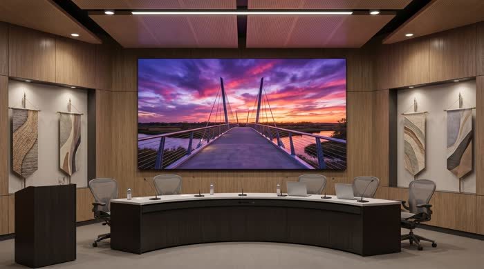 Companion indoor LED display in a town hall